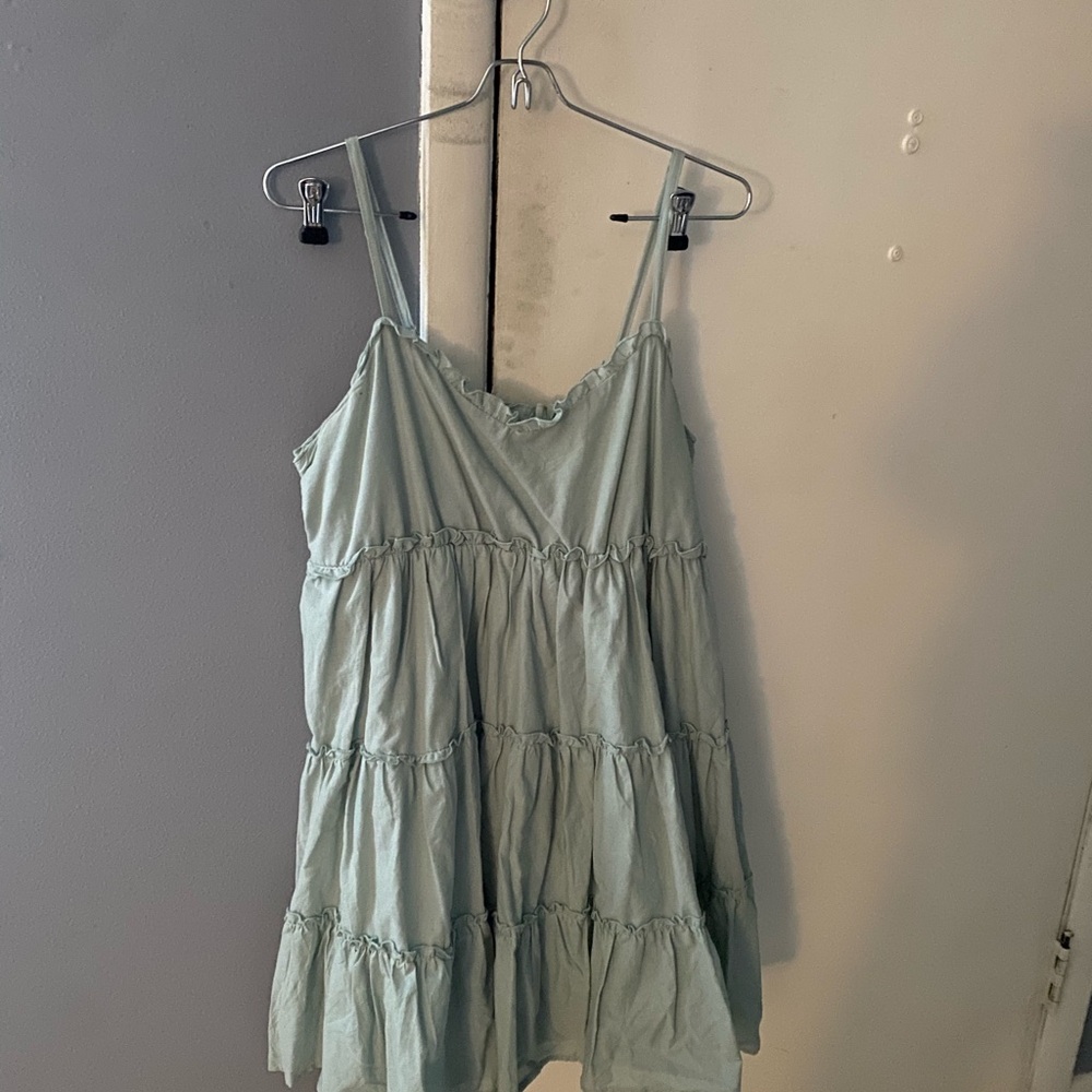 Chic Light Green Tiered Mini Dress